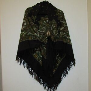 Green and black Russian design shawl